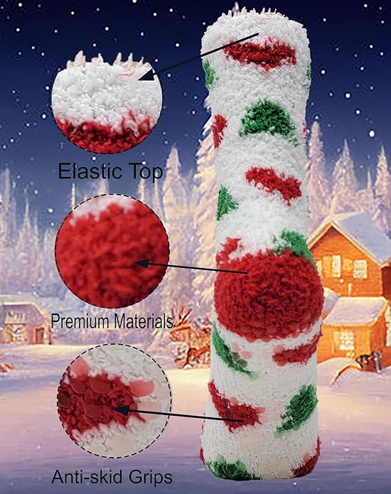 Bulk Lot Non Skid Slipper Socks Christmas Cozy Fuzzy Home Socks Wo