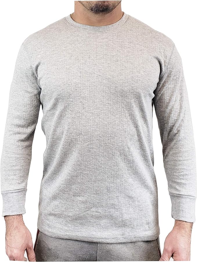 Big & Tall Long Sleeve Thermal Top | Grey Fleece-Lined Base Layer