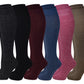 Knee High Boot Socks | Winter Cable Knit  Multi Color | Womens (6 pairs)