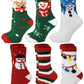 Non-Skid Home Cozy Socks | Christmas Print Super Soft Warm | Unisex (6 Pairs)