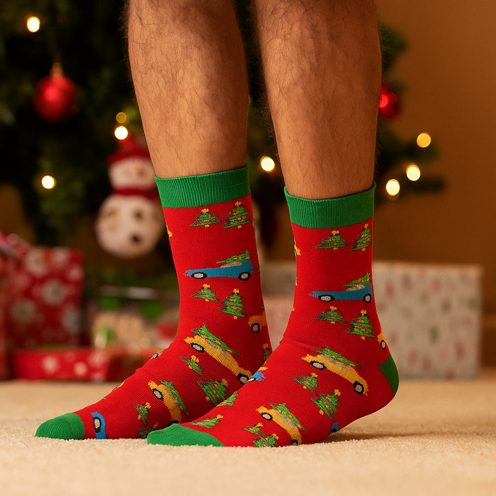 Comfort fit men’s dress socks – size 10–13 Christmas pattern pack