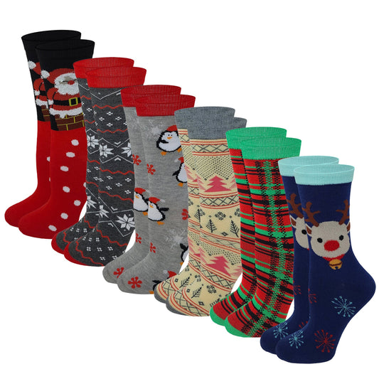 Women’s Christmas novelty crew socks – colorful festive design by Sumona