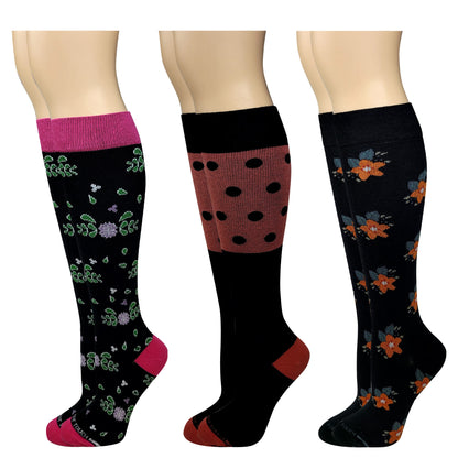 Compression Knee High Socks | Women's 3 pack| 8-15mmHg