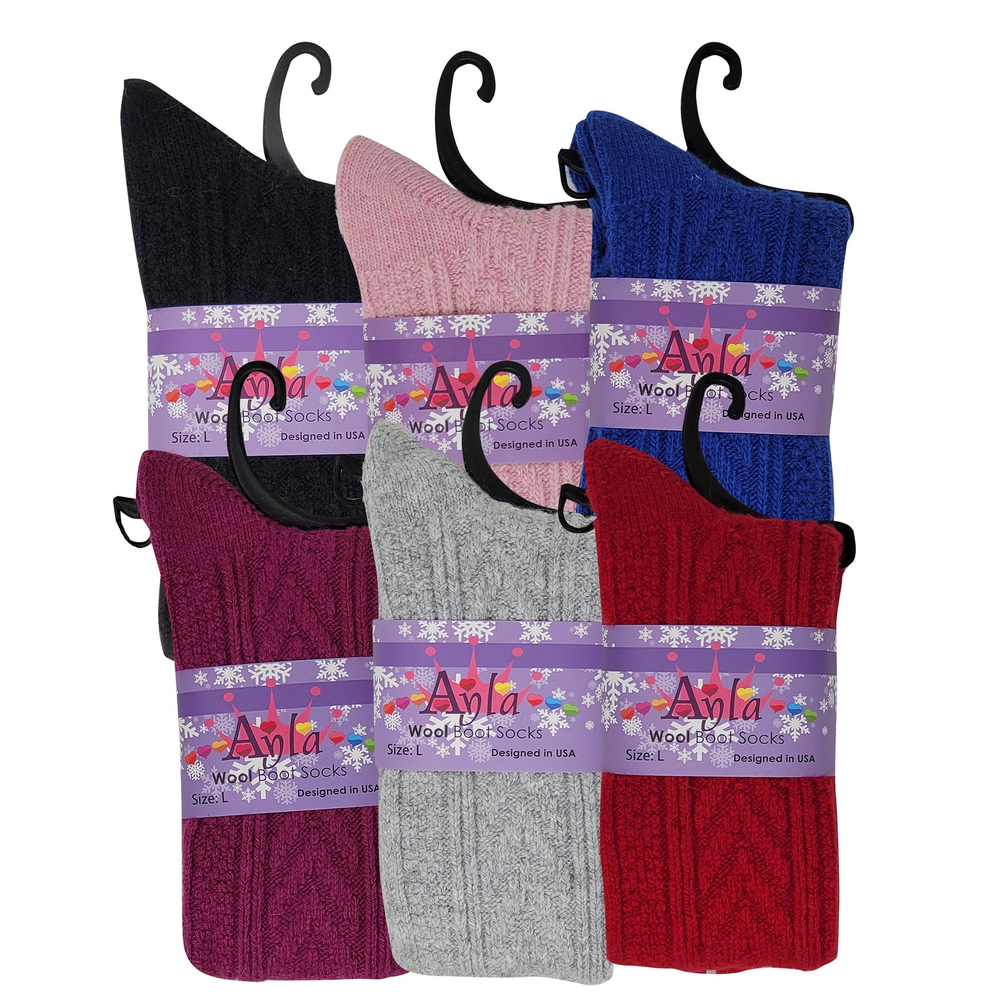 Knee-High Boot Socks |  Winter Cable Knit | Kids (6 Pairs)