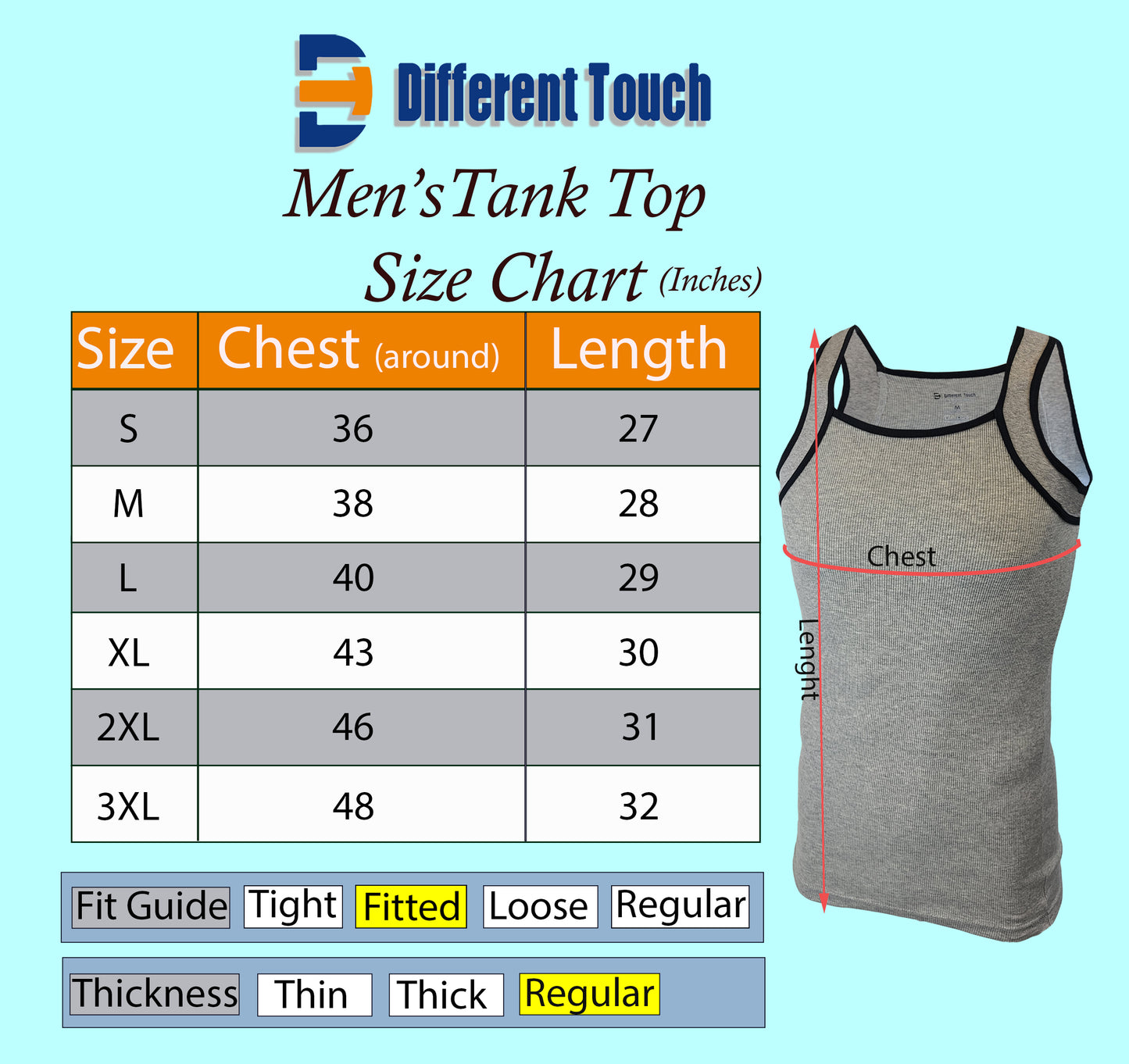 Different Touch 6 Pack Men Assorted Colors Square Cut G-unit Style Tank Top A-shirts