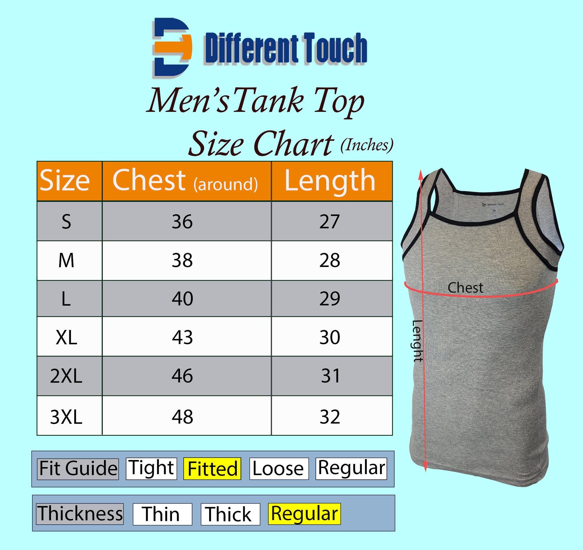 tank top styles chart