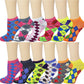 Twelve-pair pack of women’s neon argyle ankle socks