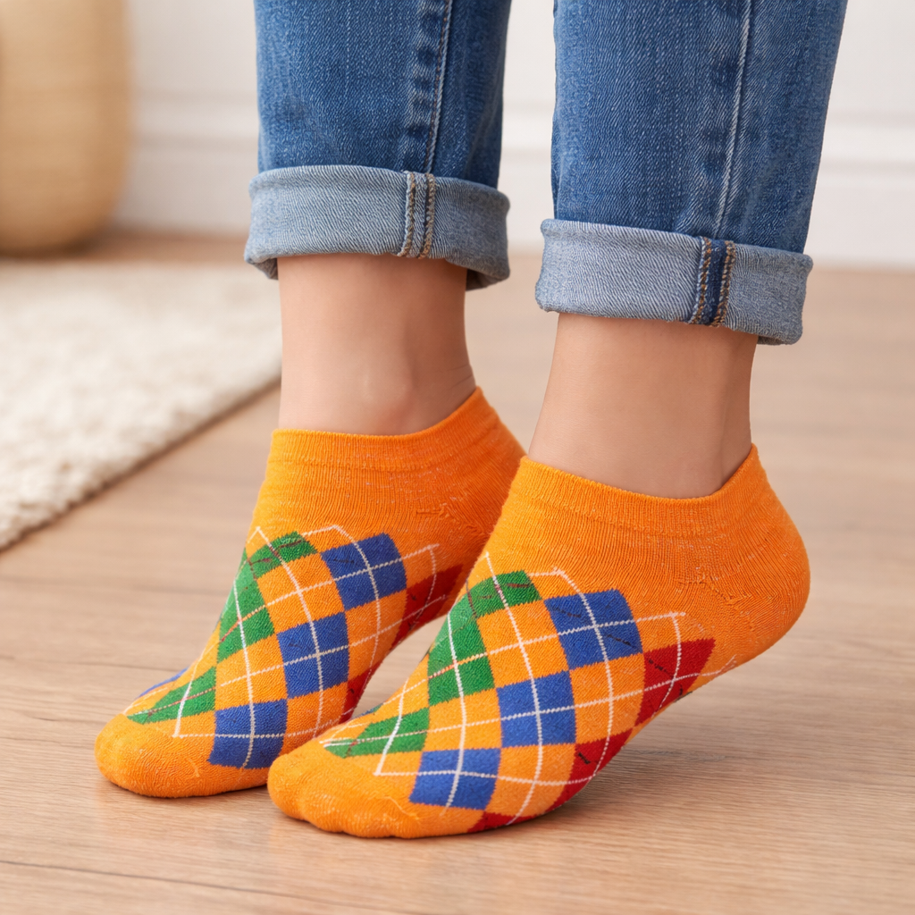 Woman wearing lightweight ankle socks in warm weather