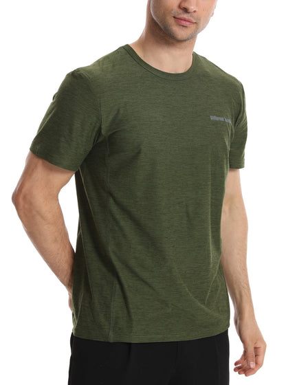 A man wearing Crew Neck Short Sleeve T-Shirts