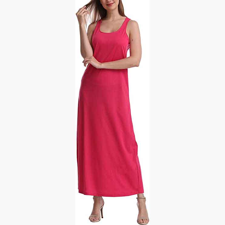 SUMONA Women Long Tank Tops Ankle Length Solid Colored Maxi Dress Bodycon Sleeveless Racerback