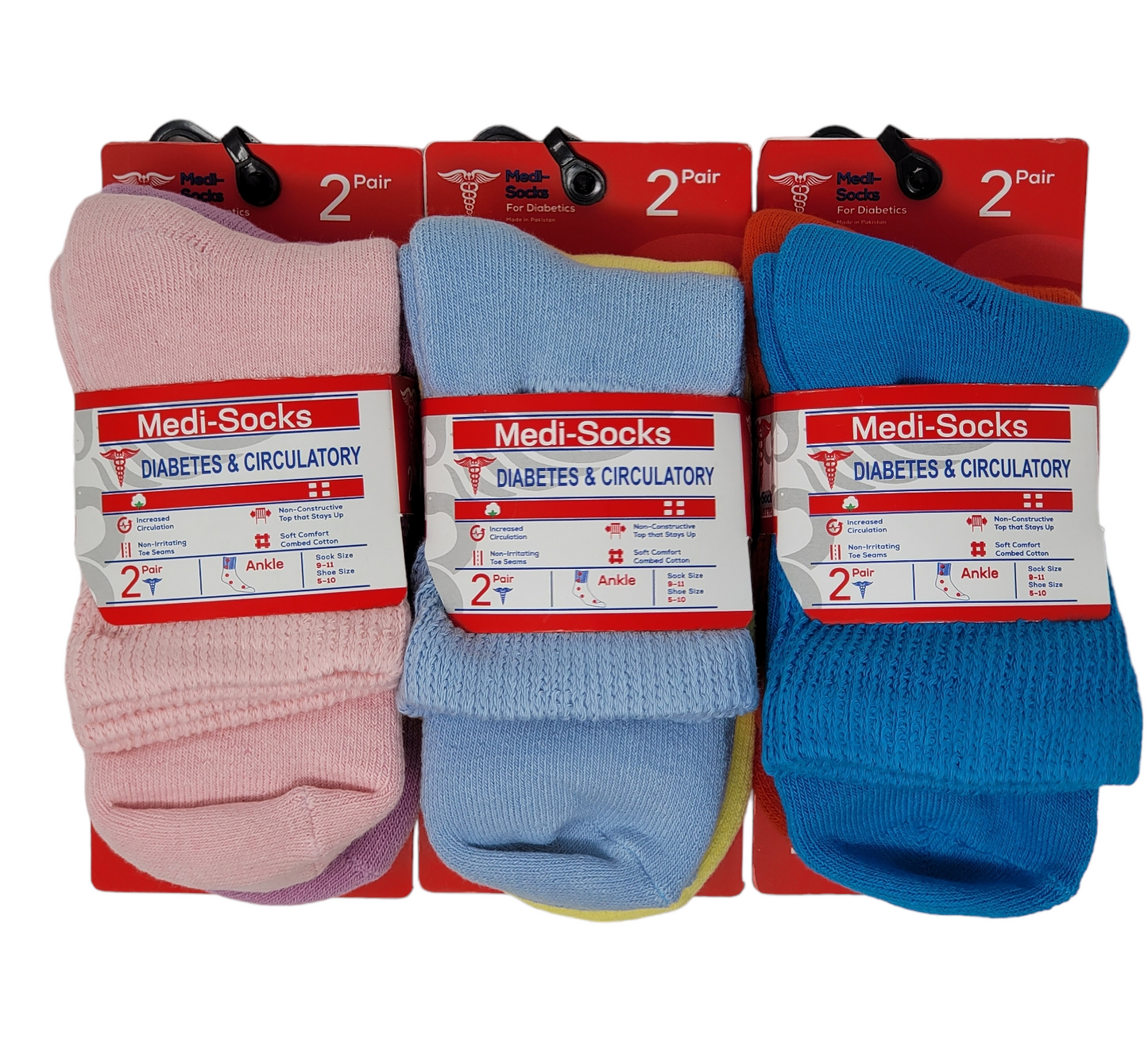 Womens 6 Pairs Medi-Socks Diabetes & Circulation High Ankle Socks 9-11