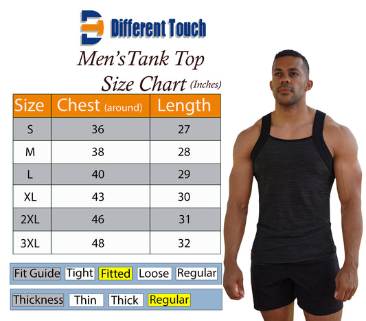 Different Touch Men's 3 Pack Dry Fit Square Cut Style Contrast Color Tank Tops for Men