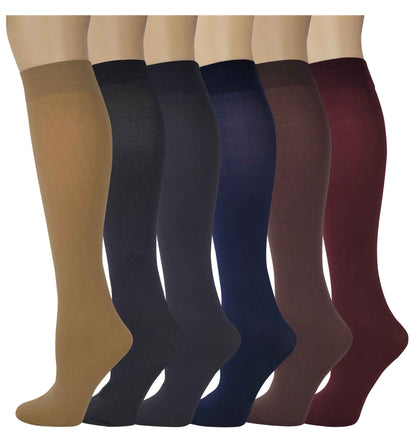 Knee High Trouser Socks | Different Touch Women's Opaque (6 Pairs)