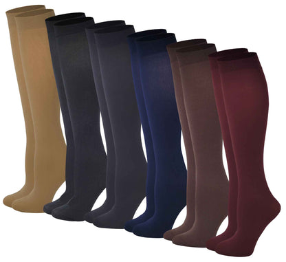 Knee High Trouser Socks | Different Touch Women's Opaque (6 Pairs)