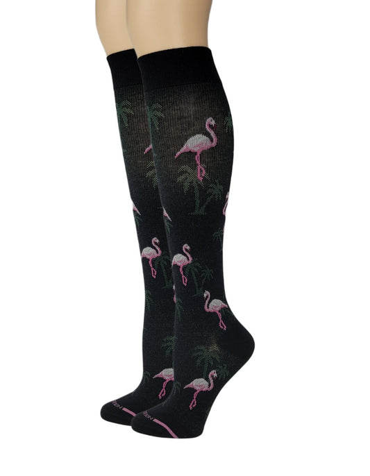 Knee High Compression Socks | Dr. Motion Flamingos | Women (1 Pair)