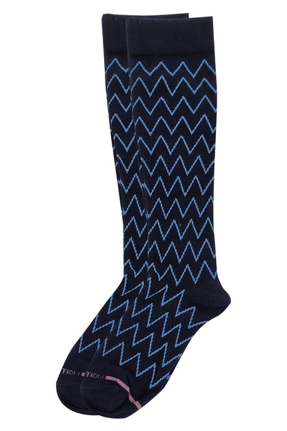 Knee High Compression Socks | Zip Lines Design | Women's (1 Pair)