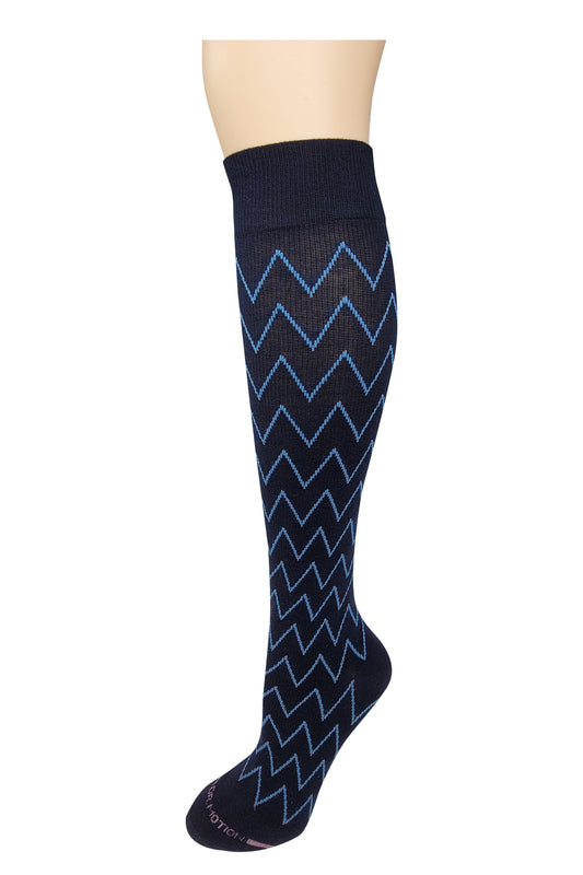 Knee High Compression Socks | Zip Lines Design | Women's (1 Pair)