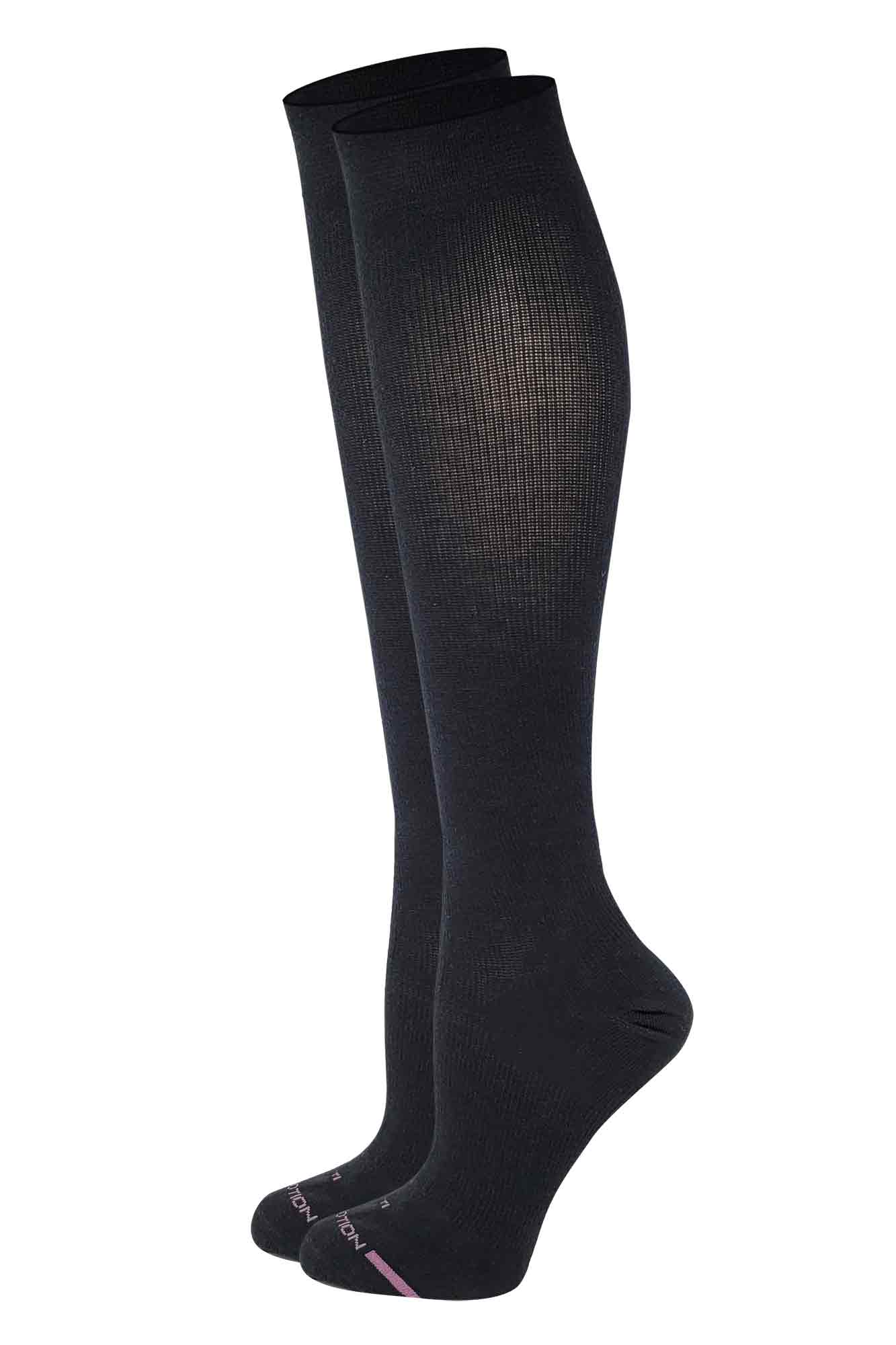 Knee High Compression Socks | Solid Black Color | Womens (4 Pairs)