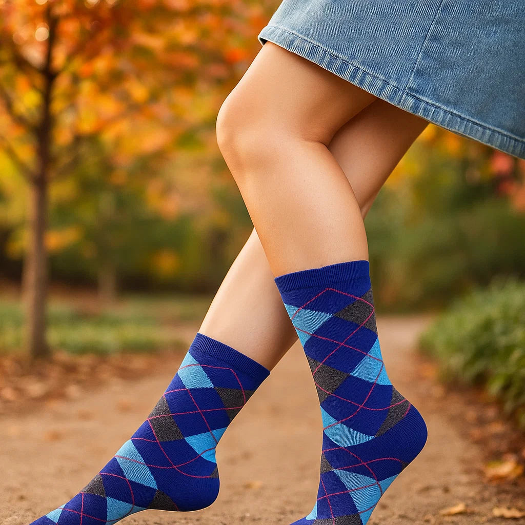 Womens Argyle Novelty Dress Socks | Colorful Crew Style (6 Pairs) Womens Argyle Novelty Dress Socks | Colorful Crew Style (6 Pairs)