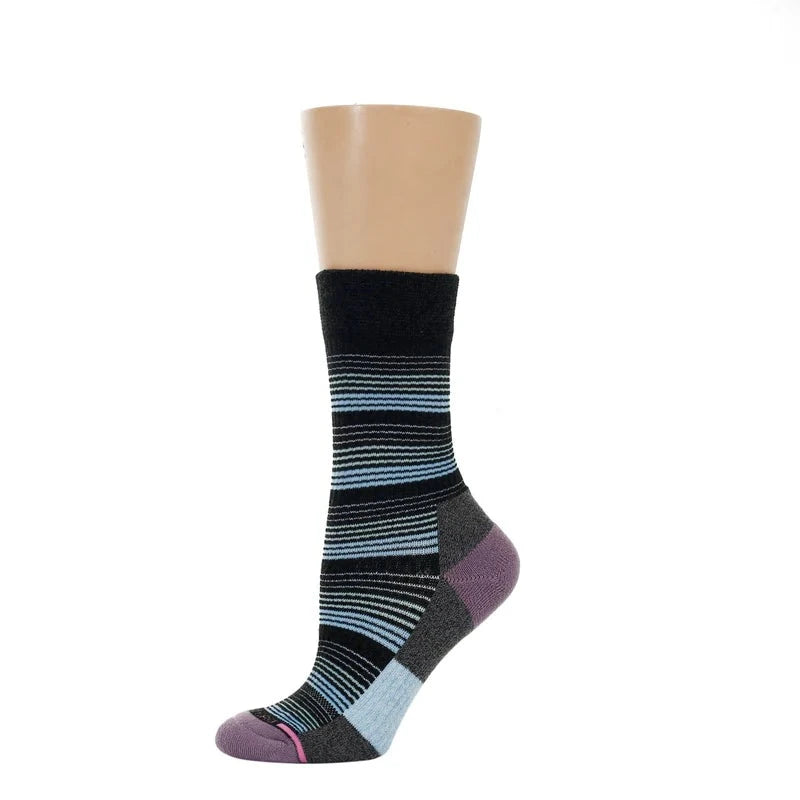 Compression Crew Socks | Waterfall Stripe Half-Cushion | Dr Motion Women ( 1 Pair )