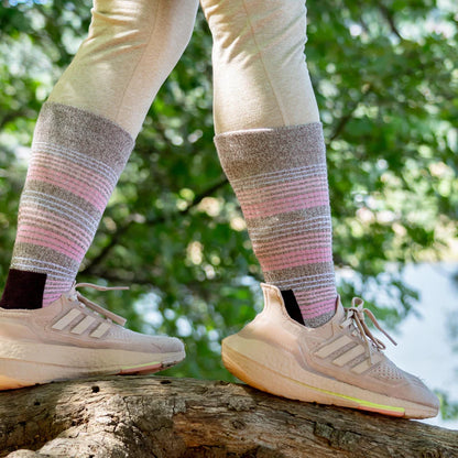 woman wearing compression crew socks during workout