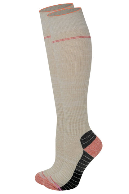 Dr. Motion women’s knee-high compression socks with 8–15 mmHg mild compression and cushioned sole.”