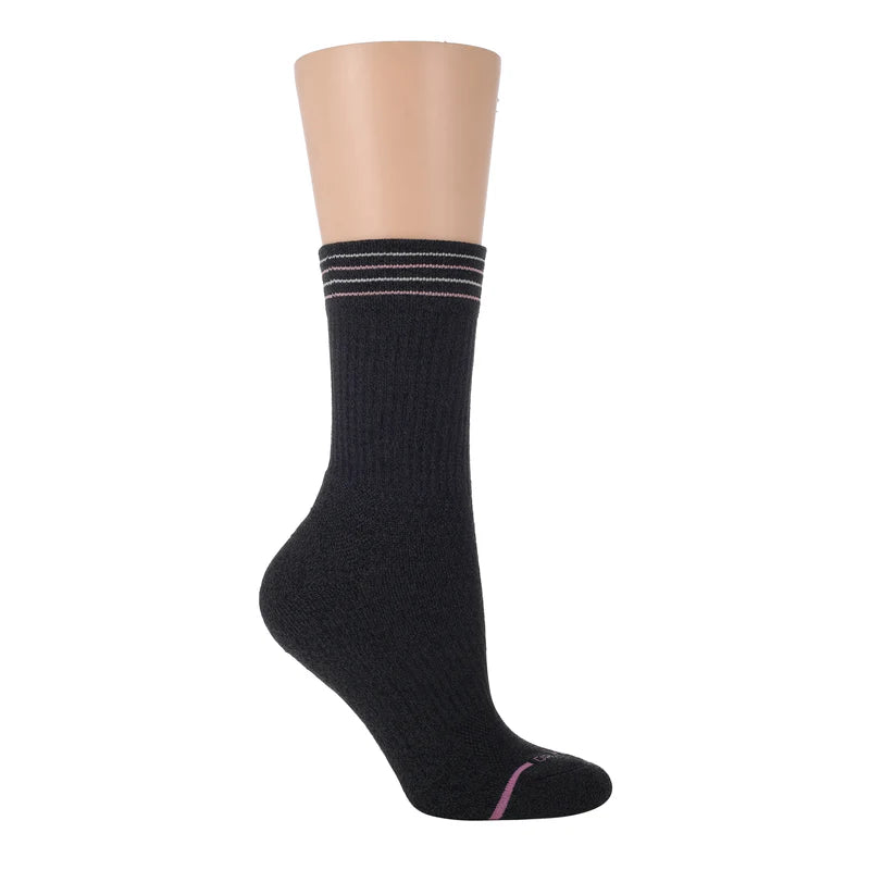 Dr Motion Women | Compression Crew Socks | Solid Color with Stripes Half-Cushion | Dr Motion Women