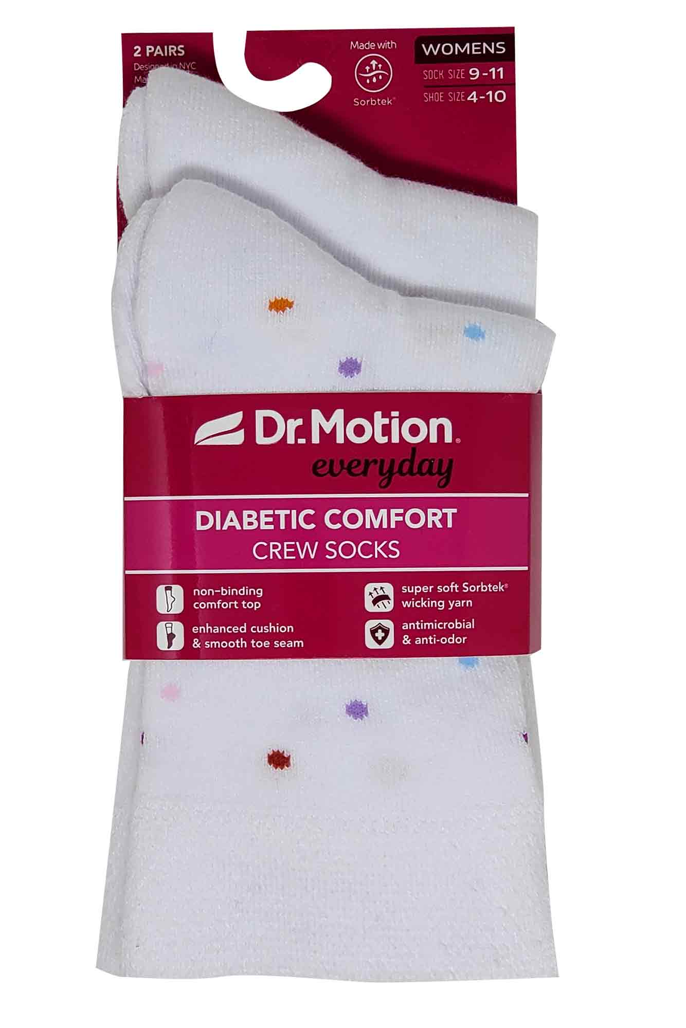 Crew Diabetic Socks | Multidots Half-Cushion | Dr Motion ( 2 Pack )