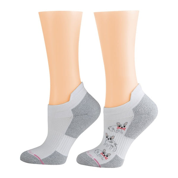 Ankle Compression Socks | Dr Motion Socks | Frenchies & White (2 Pack)