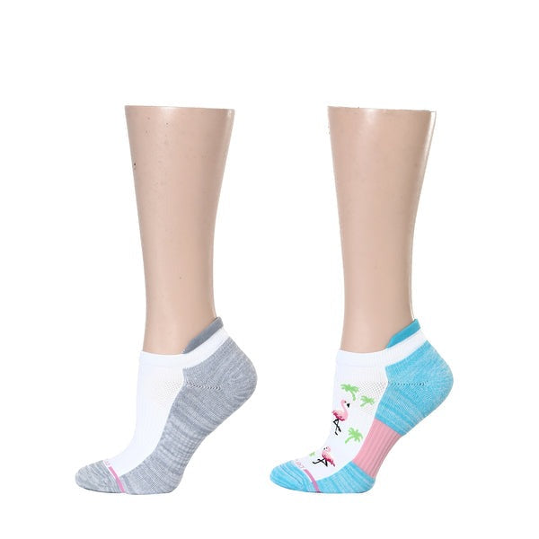 Ankle Compression Socks | Dr Motion Socks | Flamingo & White (2 Pack)