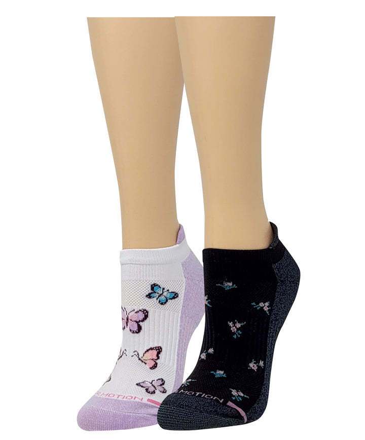 Ankle Compression Socks | Dr Motion Socks | Butterfly & Black (2 Pack)