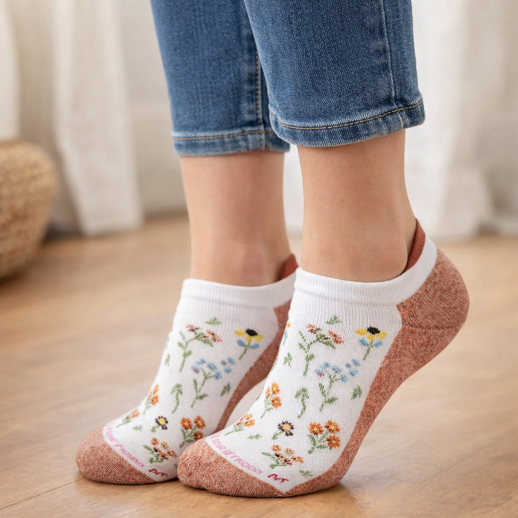 Ankle Compression Socks for Women | Wildflower Half-Cushion | Dr. Motion (2-Pack)
