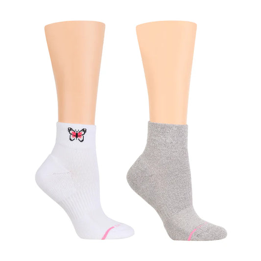 Quarter Compression Socks | Dr Motion Half-Cushion | Placed Butterfly (2 Pack)