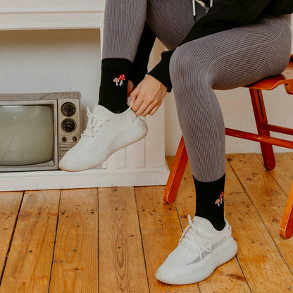 Mid-Crew Compression Socks for Women | Black Half-Cushion | Dr. Motion (2-Pack)