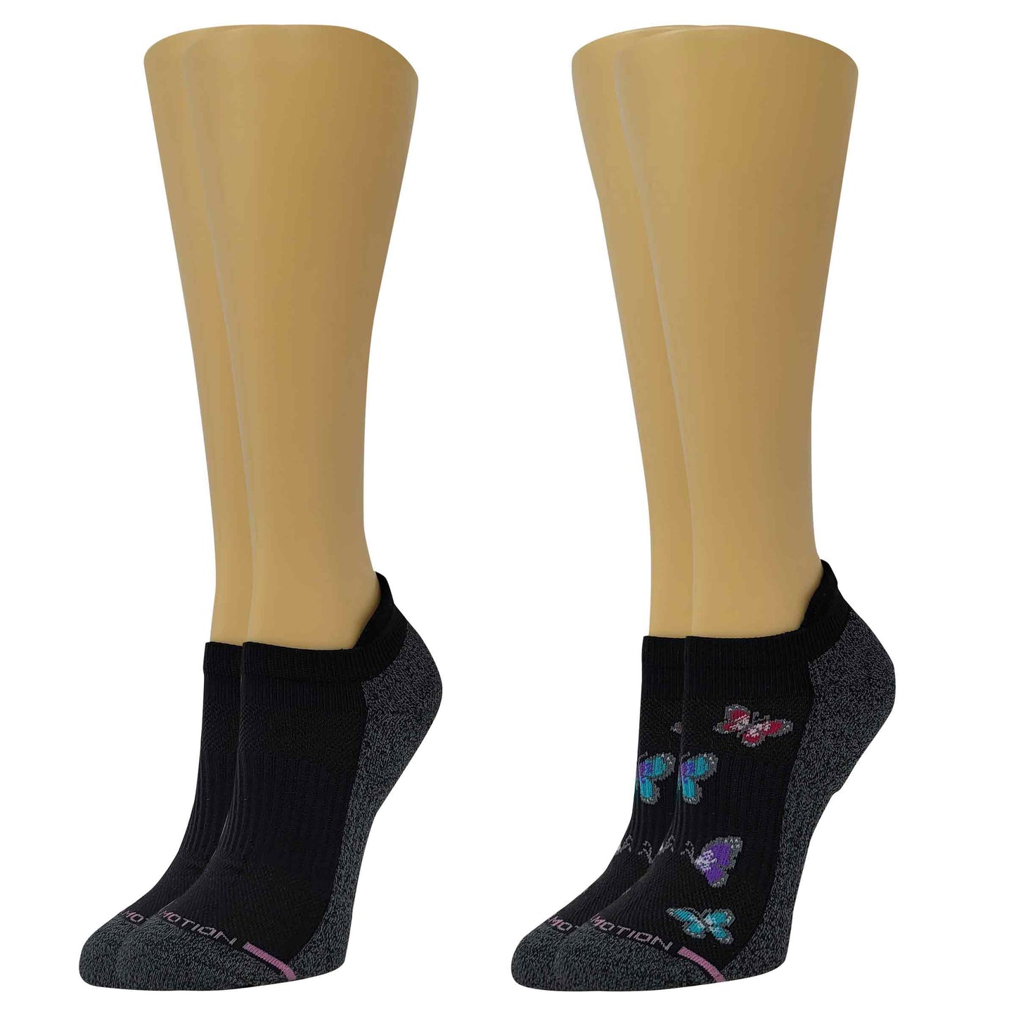 Ankle Compression Socks | Dr Motion Socks | Black Butterflys (2 Pack )