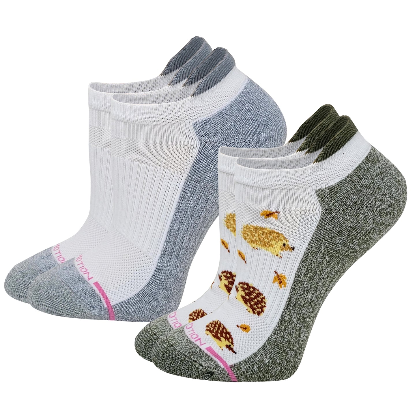 Ankle Compression Socks | Dr Motion Socks |Hedgehog (2 Pack)