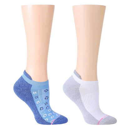 Everyday Compression Ankle Socks | Dr Motion Socks | Women's | Blue Flowers (2 Pack)