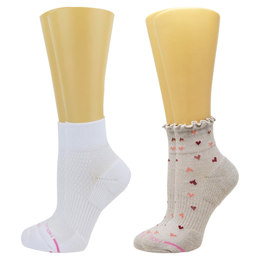 Dr. Motion Women's Quarter Compression Socks with Ruffles (2 pack)