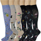 Knee High Compression Socks | Dr. Motion Assorted Novelty Colors | Women (6 Pairs)