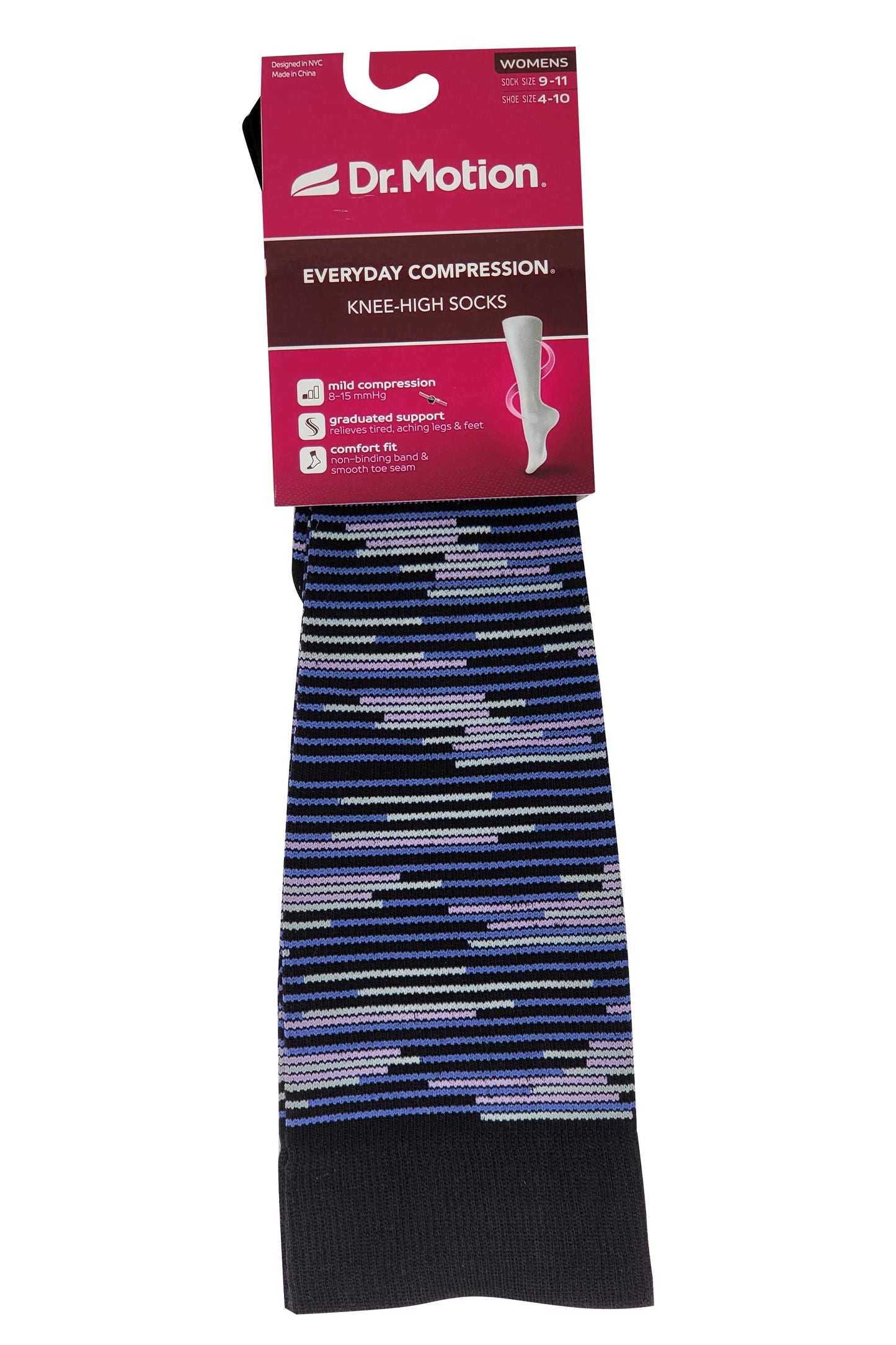 Knee High Compression Socks | Colorful Stripes Design | Women's (1 Pair)