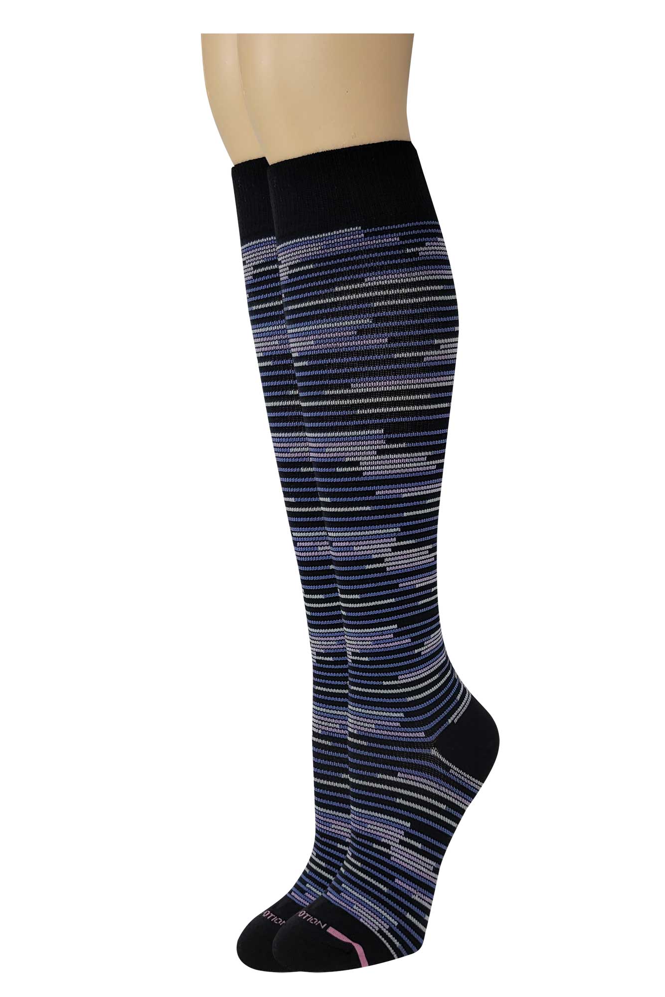 Knee High Compression Socks | Colorful Stripes Design | Women's (1 Pair)