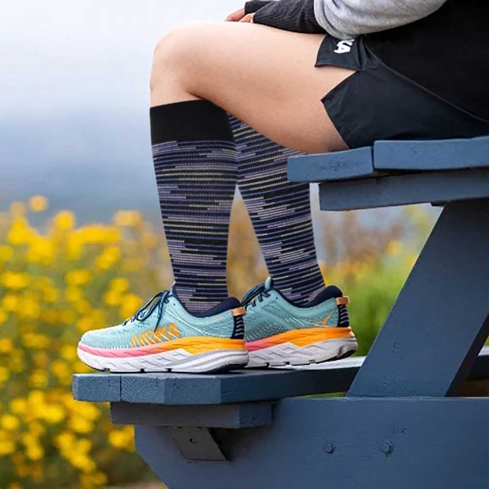 Knee High Compression Socks | Colorful Stripes Design | Women's (1 Pair)