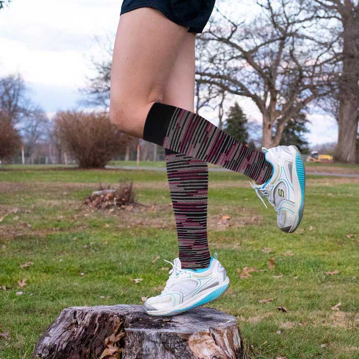 Knee High Compression Socks | Colorful Stripes Design | Women's (1 Pair)