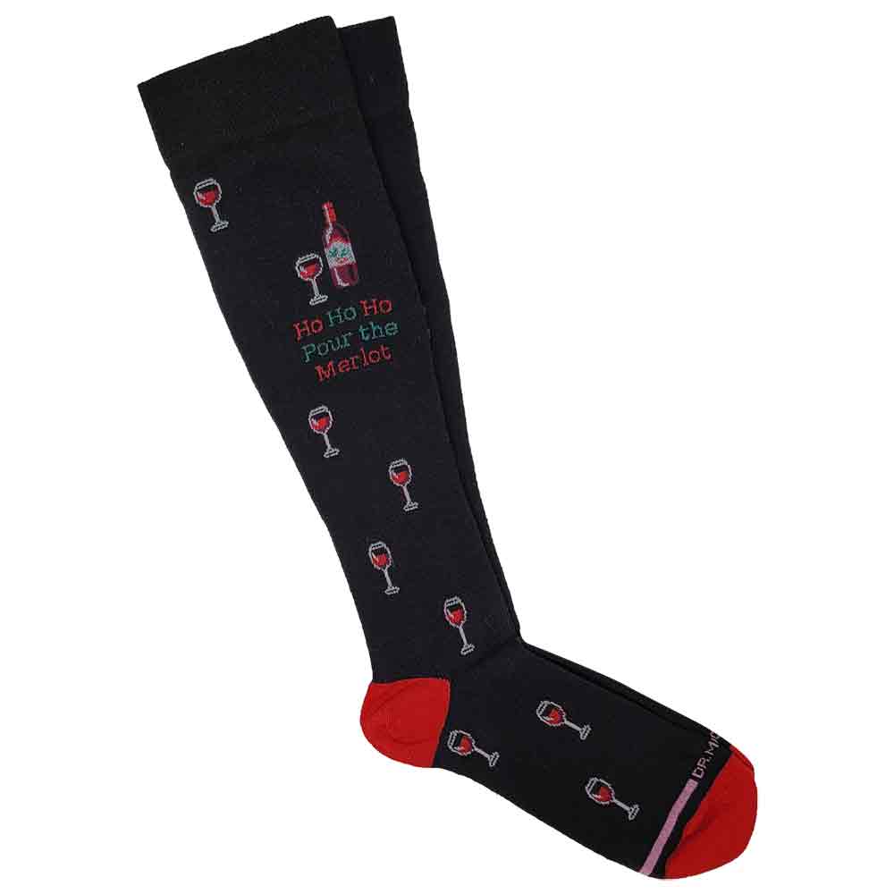Knee-High Compression Socks | Christmas Wine Dr. Motion | Women (1 Pair)