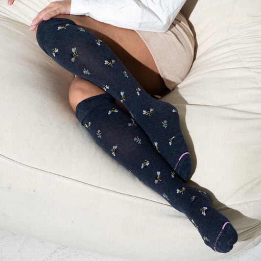 Compression Knee High Socks for women |BEES WITH FLOWERS