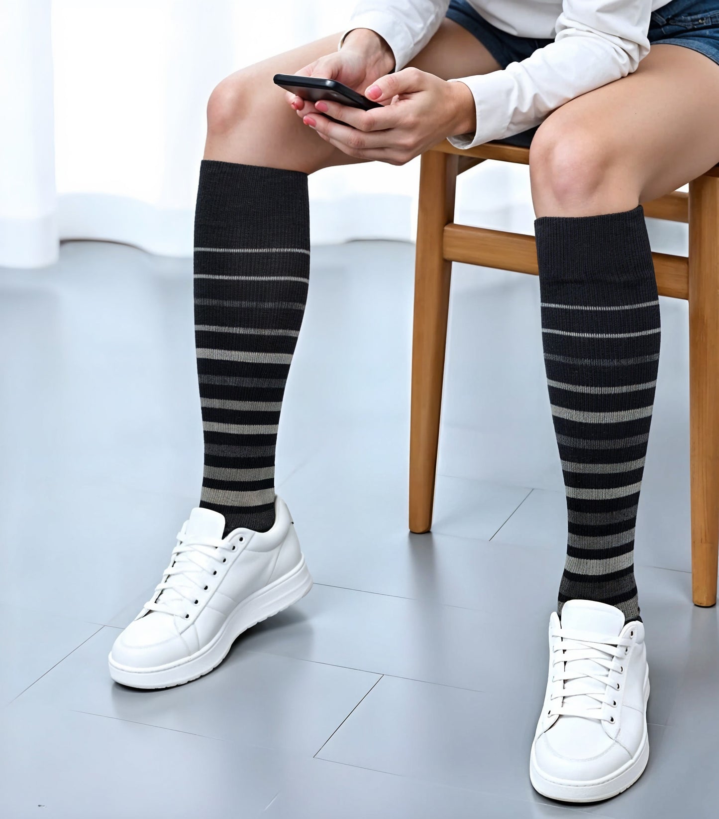 Compression Knee High Socks for women | Striped