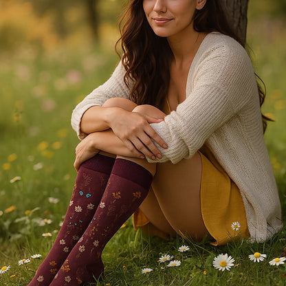 Knee High Compression Socks |Dark cherry| Women's (1 Pair)