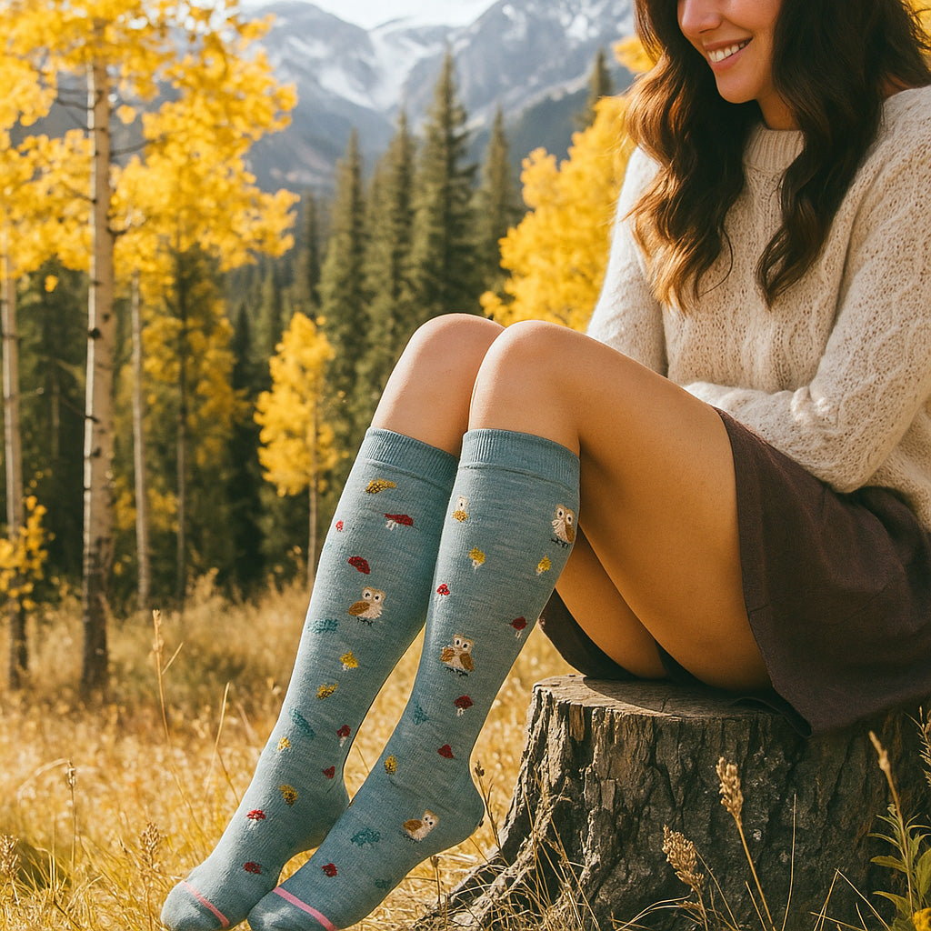 Knee High Compression Socks |Forest Owl| Women's (1 Pair)