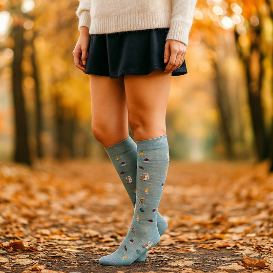 Knee High Compression Socks |Forest Owl| Women's (1 Pair)