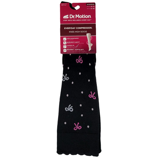 Dr. Motion Knee High Compression Socks |Bows| Women's (1 Pair)